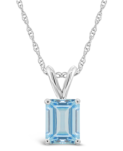 Macy's Aquamarine (7/8 Ct. T.w.) And Diamond Accent Pendant Necklace In 14k Yellow Gold Or 14k White Gold