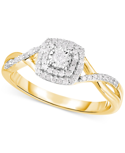 Macy's Diamond Swirled Shank Ring (1/5 Ct. T.w.) In 14k Gold-plated Sterling Silver