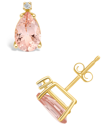 Macy's Morganite (1-3/8 Ct. T.w.) And Diamond Accent Stud Earrings In 14k Yellow Gold Or 14k White Gold