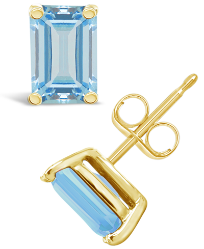 Macy's Aquamarine (1 Ct. T.w.) Stud Earrings In 14k Yellow Gold Or 14k White Gold