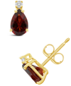 Macy's Garnet (2-3/8 Ct. T.w.) And Diamond Accent Stud Earrings In 14k Yellow Gold Or 14k White Gold In Gold