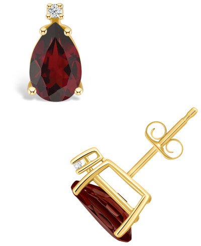 Macy's Garnet (2-3/8 Ct. T.w.) And Diamond Accent Stud Earrings In 14k Yellow Gold Or 14k White Gold