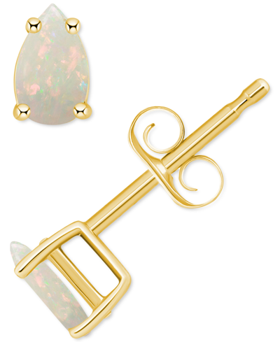 Macy's Opal Pear Stud Earrings (1/4 Ct. T.w.) In 14k Gold