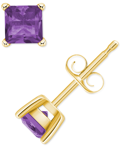 Macy's Amethyst Square Stud Earrings (5/8 Ct. T.w.) In 14k Gold