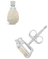 Macy's Opal (3/8 Ct. T.w.) And Diamond Accent Stud Earrings In 14k Yellow Gold Or 14k White Gold In White Gold