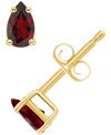 Macy's Garnet Pear Stud Earrings (1/2 Ct. T.w.) In 14k Gold In Gold