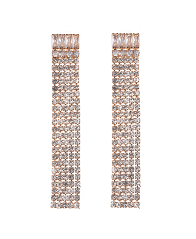 Nicole Miller Linear Rhinestone With Gold-tone Drop Earring In Gold-tone/crystal