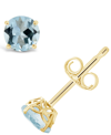 Macy's Stud Earrings In 14k Yellow Gold Plated In Aquamarine