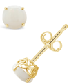 Macy's Opal (3/8 Ct. T.w.) And Diamond Accent Stud Earrings In 14k Yellow Gold Or 14k White Gold In Opal