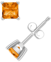 Macy's Citrine Square Stud Earrings (5/8 Ct. T.w.) In 14k Gold In White Gold