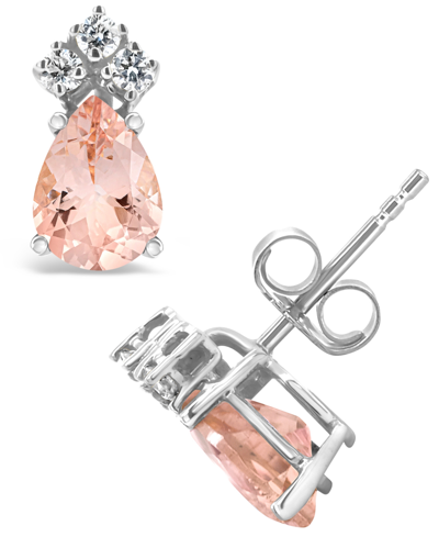 Macy's Morganite (1-3/4 Ct. T.w.) And Diamond (1/8 Ct. T.w.) Stud Earrings In 14k White Gold Or 14k Yellow