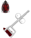 Macy's Garnet Pear Stud Earrings (1/2 Ct. T.w.) In 14k Gold In White Gold