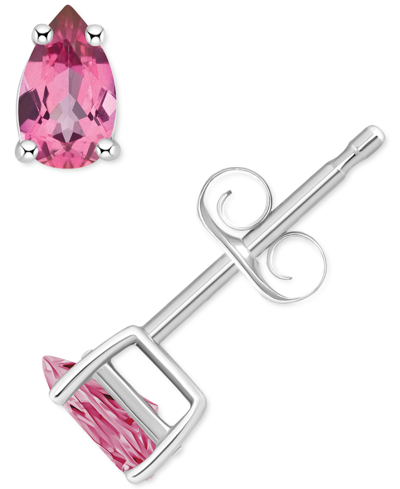 Macy's Pink Topaz Pear Stud Earrings (1/2 Ct. T.w.) In 14k Gold In White Gold