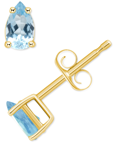 MACY'S AQUAMARINE PEAR STUD EARRINGS (1/3 CT. T.W.) IN 14K GOLD