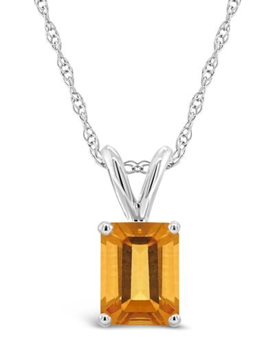 Macy's Citrine (1-5/8 Ct.t.w) Pendant Necklace In 14k White Gold