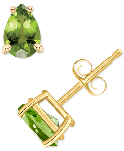 Macy's Peridot Pear Stud Earrings (1/2 Ct. T.w.) In 14k Gold