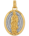 ESQUIRE MEN'S JEWELRY CUBIC ZIRCONIA OUR LADY OF GUADALUPE AMULET PENDANT IN STERLING SILVER & 14K GOLD-PLATE, CREATED FOR
