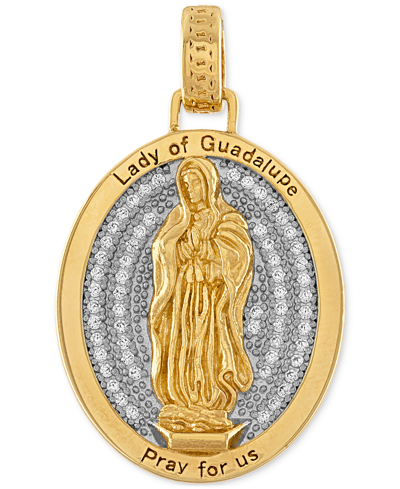 Esquire Men's Jewelry Cubic Zirconia Our Lady Of Guadalupe Amulet Pendant In Sterling Silver & 14k Gold-plate, Created For In Gold Over Silver