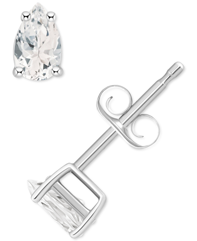 Macy's White Topaz Pear Stud Earrings (1/2 Ct. T.w.) In 14k Gold In White Gold