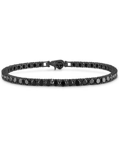 Esquire Men's Jewelry Black Spinel Tennis Bracelet (13 Ct. T.w.) In Black Rhodium-plated Sterling Silver, Created For Macy