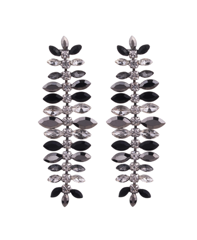 Nicole Miller Marqui Stone With Crystal, Hematite And Jet Drop Earring In Crystal/hematite/jet