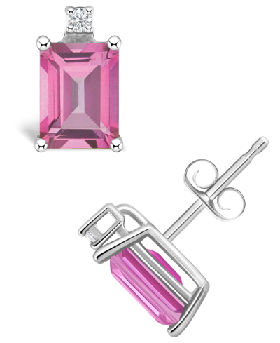 Macy's Pink Topaz (1-3/8 Ct. T.w.) And Diamond Accent Stud Earrings In 14k Yellow Gold Or 14k White Gold