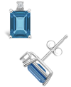 Macy's London Blue Topaz (1-3/8 Ct. T.w.) And Diamond Accent Stud Earrings In 14k Yellow Gold Or 14k White In White Gold