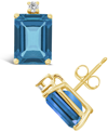 Macy's London Blue Topaz (1-3/8 Ct. T.w.) And Diamond Accent Stud Earrings In 14k Yellow Gold Or 14k White In Gold