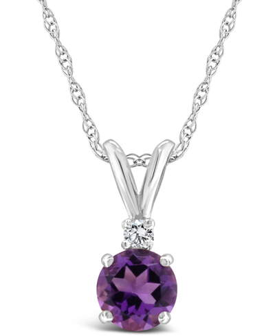 Macy's Amethyst (1/2 Ct. T.w.) And Diamond Accent Pendant Necklace In 14k Yellow Gold Or 14k White Gold