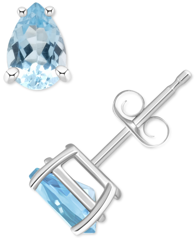 Macy's Aquamarine Pear Stud Earrings (3/4 Ct. T.w.) In 14k Gold In White Gold