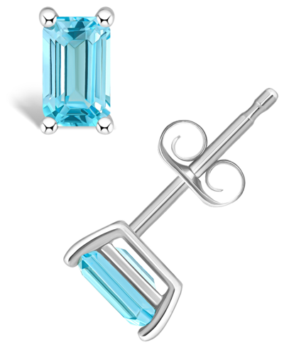 Macy's Blue Topaz (3/4 Ct. T.w.) Stud Earrings In 14k Yellow Gold Or 14k White Gold
