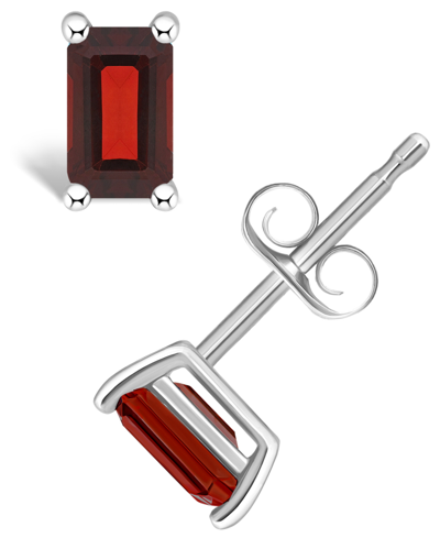 Macy's Garnet Stud Earrings (3/4 Ct.t.w) 14k White Gold Plated Or 14k Yellow Gold