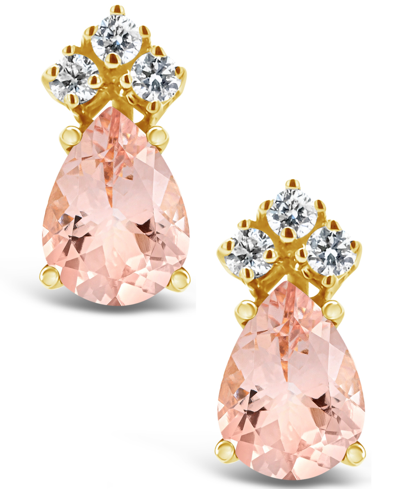 Macy's Morganite (1-3/4 Ct. T.w.) And Diamond (1/8 Ct. T.w.) Stud Earrings In 14k White Gold Or 14k Yellow