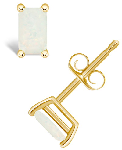 Macy's Opal (1/3 Ct. T.w.) Stud Earrings In 14k White Gold Or 14k White Gold