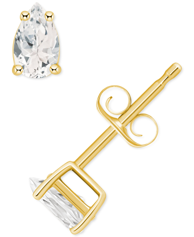 Macy's White Topaz Pear Stud Earrings (1/2 Ct. T.w.) In 14k Gold
