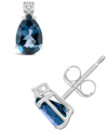 Macy's London Blue Topaz (1 Ct. T.w.) And Diamond Accent Stud Earrings In 14k Yellow Gold Or 14k White Gold In White Gold