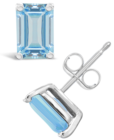 Macy's Aquamarine (1 Ct. T.w.) Stud Earrings In 14k Yellow Gold Or 14k White Gold