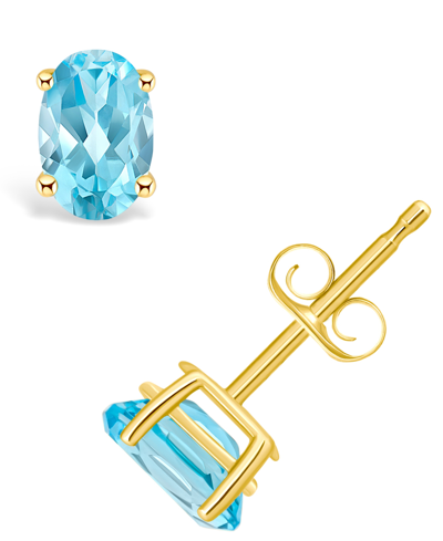Macy's Blue Topaz (1-1/6 Ct. T.w.) Stud Earrings In 14k Yellow Gold Or 14k White Gold