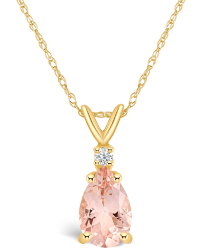 Macy's Morganite (3/4 Ct. T.w.) And Diamond Accent Pendant Necklace In 14k Yellow Gold Or 14k White Gold