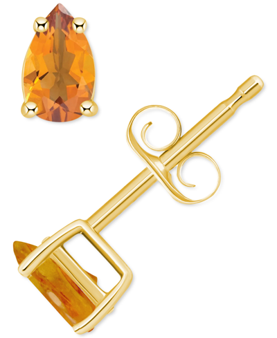 Macy's Citrine Pear Stud Earrings (3/4 Ct. T.w.) In 14k Gold