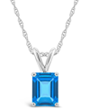 Macy's Blue Topaz (1-1/3 Ct. T.w.) And Diamond Accent Pendant Necklace In 14k Yellow Gold Or 14k White Gold In White Gold