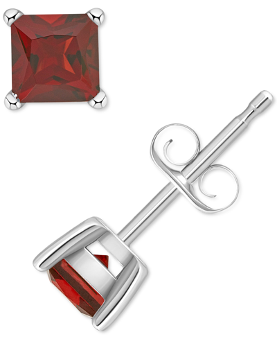 Macy's Garnet Square Stud Earrings (1 Ct. T.w.) In 14k Gold In White Gold