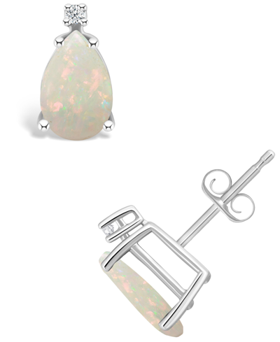 Macy's Opal (1 Ct. T.w.) And Diamond Accent Stud Earrings In 14k Gold Or 14k White Gold
