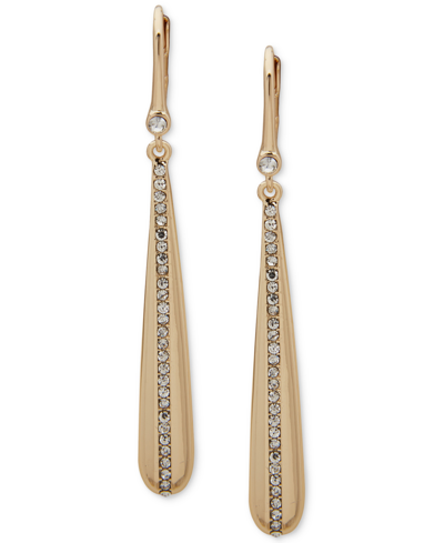 Dkny Gold-tone Crystal Pave Stripe Linear Earrings