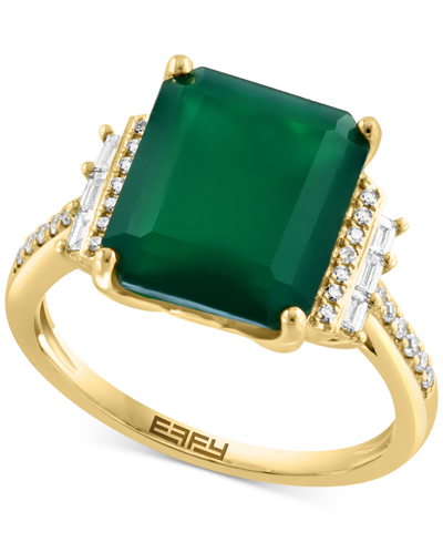 Effy Collection Effy Green Onyx & Diamond (1/5 Ct. T.w.) Ring In 14k Gold In Yellow Gold