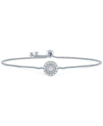 Forever Grown Diamonds Lab-created Diamond Circle Cluster Bolo Bracelet (1/8 Ct. T.w.) In Sterling Silver