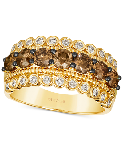 Le Vian Chocolate Diamond (1-1/4 Ct. T.w.) & Nude Diamond (1/3 Ct. T.w.) Multirow Ring In 14k Gold (also Ava In K Honey Gold Ring