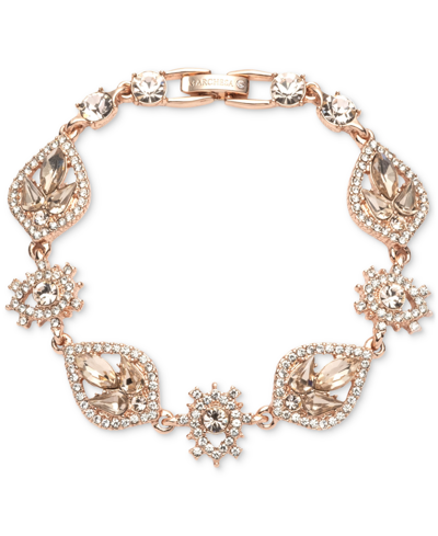Marchesa Gold-tone Mixed Crystal Cluster Flex Bracelet In Pink