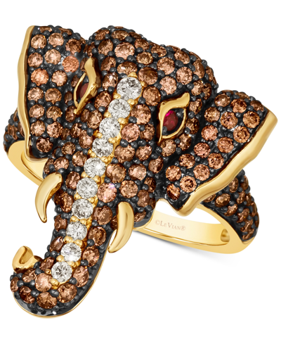 Le Vian Diamond (2 Ct. T.w.) & Passion Ruby Accent Elephant Ring In 14k Gold In K Honey Gold Ring