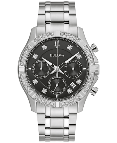 Bulova Men's Chronograph Classic Diamond (1/8 Ct. T.w.) Stainless Steel Bracelet Watch 44mm, A Macy's Exclu In Silver-tone